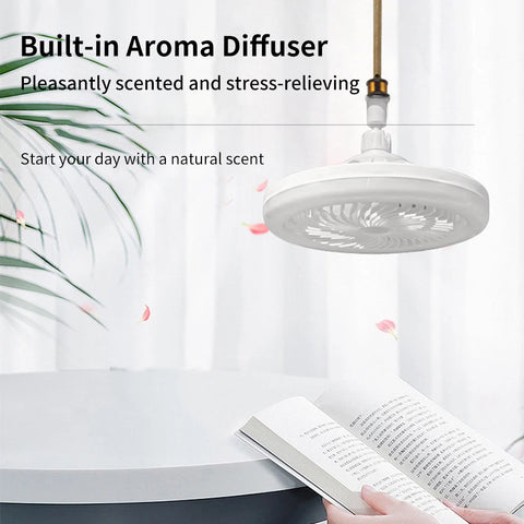 Smart Remote Control Ceiling Fan with LED Lighting Ceiling Fan with Lights Remote Control E27 Converter Base for Living Room