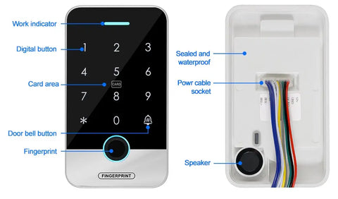 Waterproof Bluetooth Tuya APP Fingerprint Access Controller Standalone RFID Keyboard Touch Keypad 13.56MHz Door Opener System