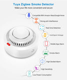 Tuya Smart Zigbee Smoke Detector Smart Home Real-time Monitoring Remote Alarm Notification App Control Works Need Zigbee Hub