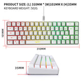 68 Keys Gaming Keyboard USB Wired Portable 20 RGB Backlight Keyboard for Windows Laptops Computer