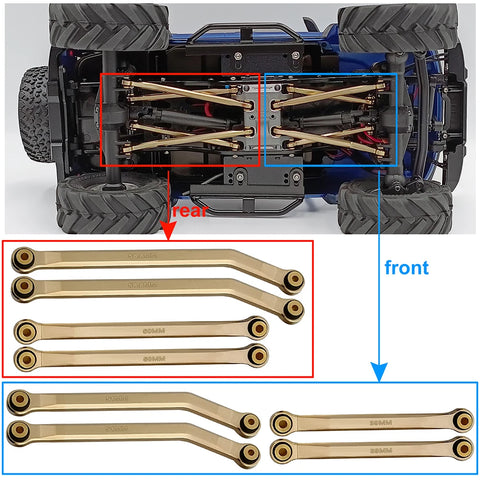 AXSPEED Brass High Clearance Link Rod Set for Axial SCX24 Deadbolt JEEP Gladiator Wrangler Bronco Chevrolet 1/24 RC Crawler Car