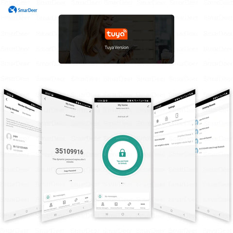 SmarDeer Electronic Door Lock for Tuya Lock with Deadbolt lock Fingerprint Lock Keyless entry with SmartLife App Remote unlock