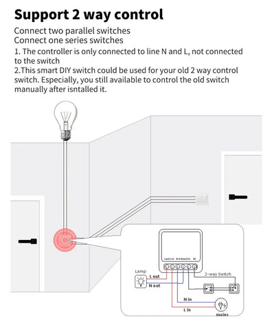 16A Tuya Smart WiFi Switch Support 2-Way DIY Switches Mini Smart Breaker Smart Life Control Support Alexa Google Alice