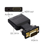 VGA Male to HDMI-compatible Female Converter with Audio Cables 480P/720P/1080P for PS3/4 HDTV Monitor Projector PC Laptop TV-Box