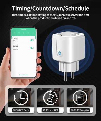 Tuya WiFi/Zigbee Smart Plug 16A/20A EU Smart Socket With Power Monitoring Timing Function Work With Alexa GoogleHome