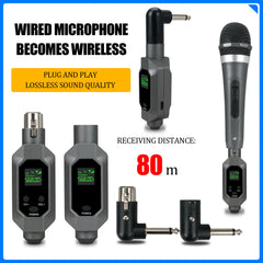 Wireless Microphone System XLR Mic Converter Adapter UHF Automatic Transmitter Setup For Condenser Dynamic Mic