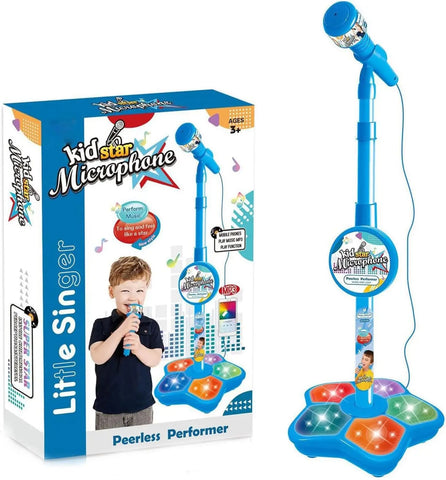 Kids Microphone and Stand,Kids Karaoke Machine for Girls Boys,Party Sing Musical Toy with Flashing Lights,Children's Microphone