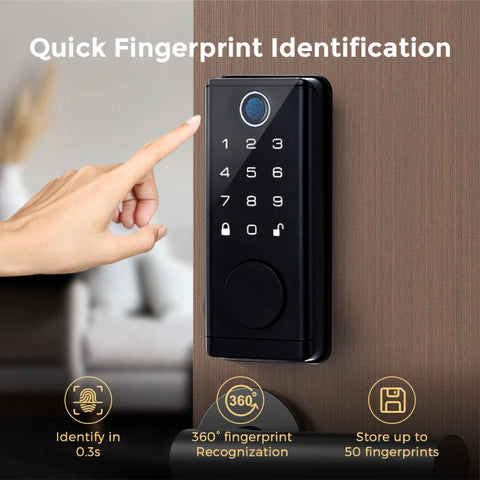 Digital Electronic Door Lock with Smart Fingerprint Password Rfid Card, Tuya Deadbolt Keyless Entry, Digital Biometric Locks