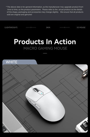 Attack Shark X3 Wireless Mouse ,Macro Gaming  Mouse, 49g Lightweight Mouse,PixArt PAW3395 650IPS 26000dpi,mouse pad/PC/laptop