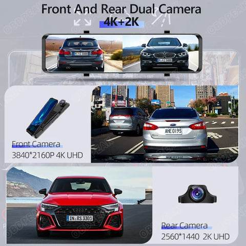 4K Car DashCam 3840*2160P DVR GPS Track WIFI APP Dual Lens Rearview Mirror HDR Night Vision Auto Video Recorder 2K Rear Camera