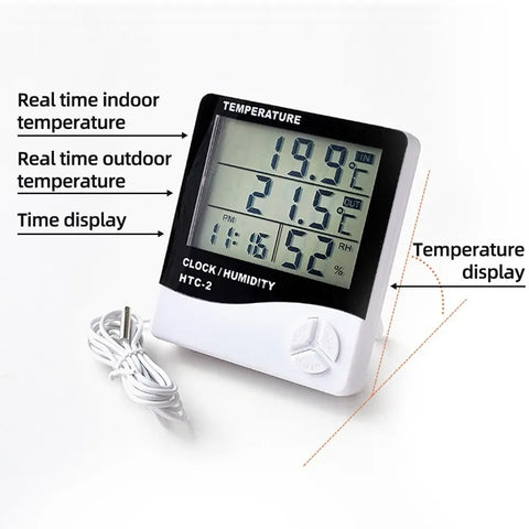 1/2Pcs HTC-1 HTC-2 LCD Electronic Humidity Meter Smart Electric Digital Hygrometer Thermometer Weather Station Clocks Outdoor