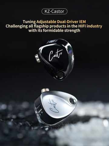 NEW KZ Castor In Ear HiFi Earphone 2DD Dynamic High-end Tunable balanced armature Earphones Monitor Headphone Cancelling Earbuds