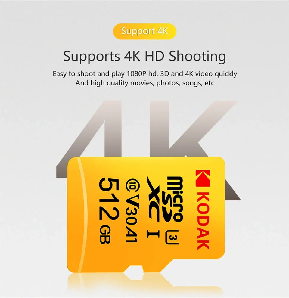 KODAK Micro SD Card Driving Recorder 64GB Memory Card For Mobile Phone PC Earphone Speaker HD Camera