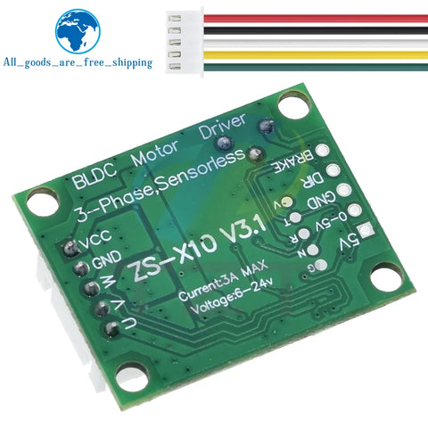 TZT DC 6-20V 60W 12V Brushless Motor Driver Board BLDC Speed Controller 3 Phase Governor Hallless Switch Module With Cable