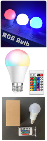 16 Colors RGB Bulb LED Multicolor Bulb E27 220V Household Lighting Dimmable 24 Key Remote Control Smart Lamp Atmosphere Light