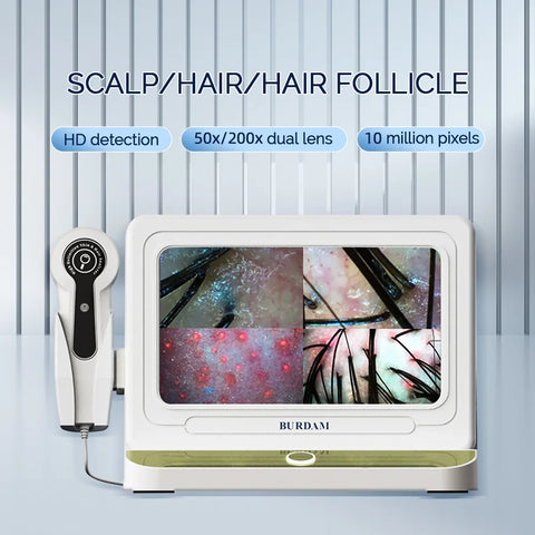 10 inch HD Display Professional Skin Analyzer 50X/200X Magnifying Skin Test Device Pore Magnifier Hair Follicle Scalp Detector