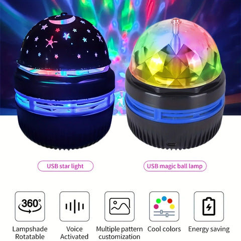 LED Starry Galaxy Projector Light RGB Smart Remote Control Star Aurora Lamp KTV USB Powered Auto Rotating for Home Bedroom Decor