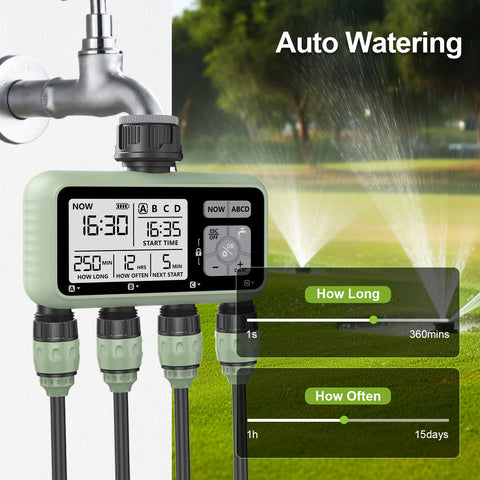 Reswat 4-Outlet Water Timers Multifunctional Sprinklers Multi Caliber Adaptation Convenient Installation Youngs Garden Tools