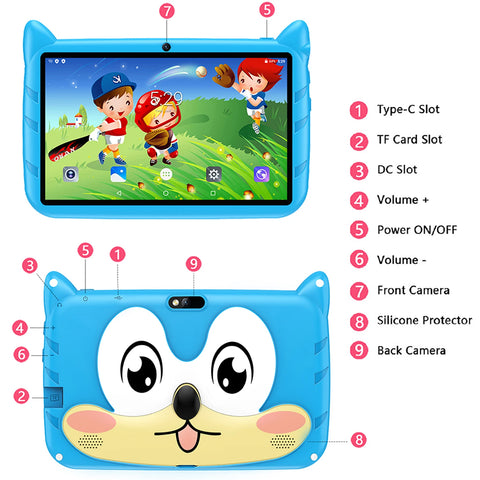 New 7 Inch Global Version 5G WiFi Kids Tablets Quad Core Android Learning Education Tablet PC 4GB RAM 64GB ROM Children's Gifts