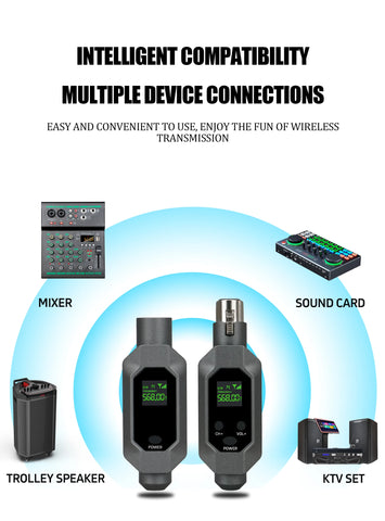 Wireless Microphone System XLR Mic Converter Adapter UHF Automatic Transmitter Setup For Condenser Dynamic Mic