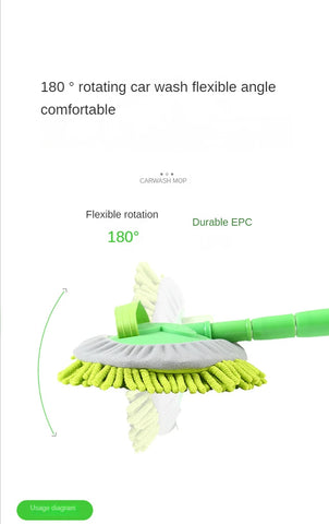 Rotating Car Wash Mop Cleaning Brush Head Auto Supplies Three-Section Telescopic Roof Window Cleaning Maintenance accessories