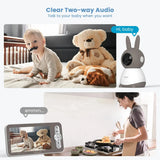 Baby Monitor with 2K HD Resolution, Pan-Tilt-Zoom Video Baby Monitor Camera, 5'' LCD Screen & App Control, Night Vision, Cry and