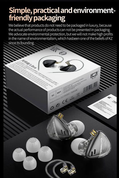 KZ X Angelears Libra Ultra-Wide Frequency Dynamic HiFi In-Ear Earphone IEMs Monitor With 0.75 Replaceable cable