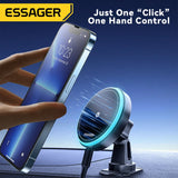 Essager Magnetic Wireless Charger Car Phone Holder 15W RGB Seven Color Light Fast Charging Mount Stand For IPhone15 14 13Android