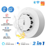 Tuya WiFi Smoke Alarm Temperature And Humidity Detection 3 In1 Fire Protection Smoke Detector Sensor Smart Life Firefighter