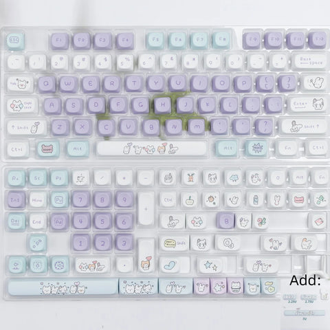 MOA Keycaps PBT Purple Rabbit Keycap For ISO Layout Gaming Mechanical Keyboard Dye Sublimation Key Caps Gateron Cherry Mx Switch