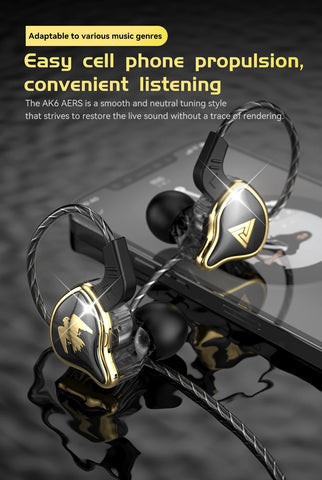 Original QKZ AK6 ARES/DMX/AKX Earphones HIFI Heavy Bass In Ear Monitor Wired Headphones With Mic Noise Cancell Sport Game Music