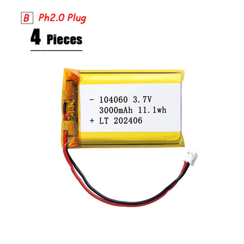 104060 3000mAh 3.7V Polymer Lithium Battery For Humidifiers Gps Navigation Devices Smart Wearable Locator Bluetooth Speaker