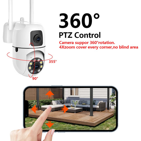 8MP Dual Lens WiFi Camera Dual Screen Wifi Surveillance Camera Outdoor Waterproof Auto Tracking Security Wireless Cameras