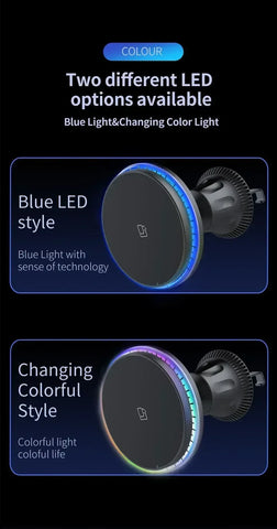 30W Magnetic Car Wireless Charger RGB For iPhone 12 13 14 15 Pro Max Macsafe Car Phone Holder Stand Mount Fast Charging Station