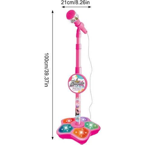 Kids Microphone and Stand,Kids Karaoke Machine for Girls Boys,Party Sing Musical Toy with Flashing Lights,Children's Microphone