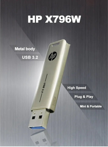 HP USB Flash Drive 3.2 32GB 64GB High Speed Sticks External Storage Metal Pen Drive Creative Personality Car Music