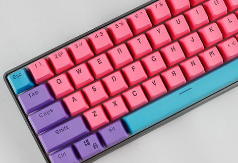 61 Key Set PBT Keycaps Ansi 60% Computer Gamer Mechanical Keyboard Cap Backlight OEM Miami DOLCH GK61 SK61 Anne pro 2 RK61 K617