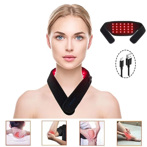 24PCS LED Red Light Belt for Neck,Wrist,Arms,Chin,Waist Relief Fatigue Wearable Wrap Relax Muscle Device USB Plug-in 660&850nm