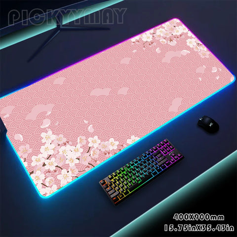 Sakura RGB Mouse Pad Gaming Mousepad LED Mouse Mat Keyboard Mat Anti-slip Best Choice Desk Pad XXL Luminous Desk Rug