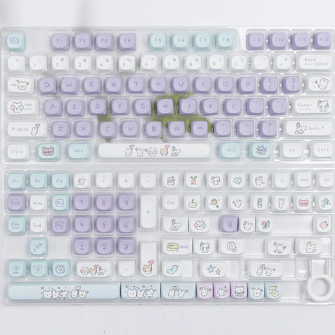 MOA Keycaps PBT Purple Rabbit Keycap For ISO Layout Gaming Mechanical Keyboard Dye Sublimation Key Caps Gateron Cherry Mx Switch