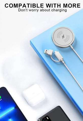 Magnetic Wireless Charger Pad Stand For iPhone 15 14 13 12 Pro Max Airpods USB Type C PD 15W Magnet Fast Charging Dock Station