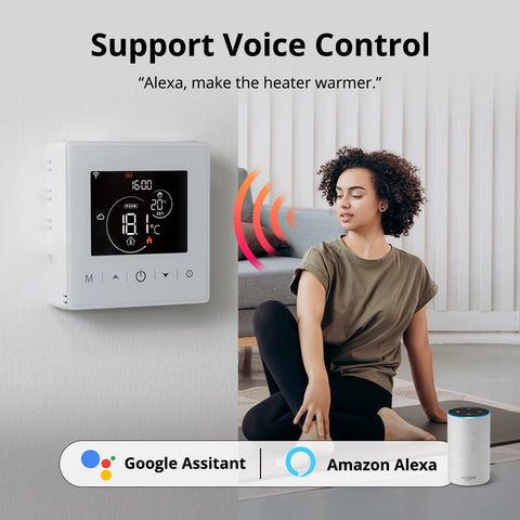 Beok Tuya Smart Thermostat Battery Powered Smart Home Gas Boiler Wifi Temperature Controller Work with Alexa Google Home