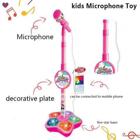 Kids Microphone with Stand Karaoke Song Machine Music Instrument Toys Brain-Training Educational Toys Birthday Gift for Girl Boy