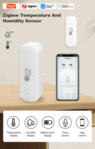 Tuya Smart Zigbee Temperature And Humidity Sensor Smart Home Thermometer Monitor smart life Compatible With Voice Control Alexa