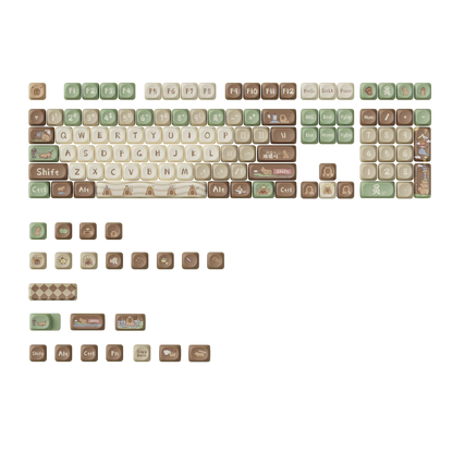 131Keys Capybara Keycap Cute Cartoon Sublimation Keycap Personalized DIY Mechanical Keyboard Customized Keycap White Green Brown