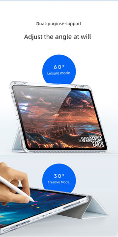 New Arrival Applicable Ipadpro11 Tablet Protective Case Air4/5 Sleep 10.2 with Pen Slot 9.7 Transparent 2024 High Transparent Air13 Drop-Resistant 10.5-Inch Abrasion Resistant 12.9 Scratch-Resistant Case