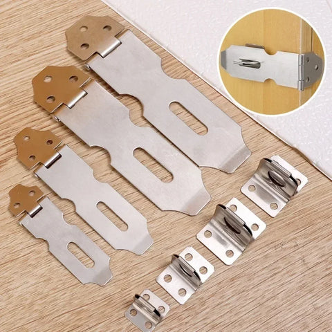 1/4PCS Stainless Steel Door Hasps Anti Theft Hasp Staple Shed Latch Box Gift Suitcase Wood Cabinet Home Lever Clasp Buckle