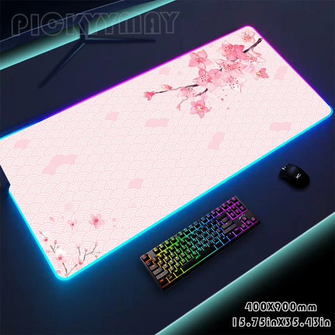 Sakura RGB Mouse Pad Gaming Mousepad LED Mouse Mat Keyboard Mat Anti-slip Best Choice Desk Pad XXL Luminous Desk Rug