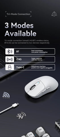 Attack Shark X3 Wireless Mouse ,Macro Gaming  Mouse, 49g Lightweight Mouse,PixArt PAW3395 650IPS 26000dpi,mouse pad/PC/laptop