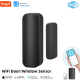 Tuya WiFi or Zigbee Window Door Sensor Battery Power Smart Home Security Alarm System Voice Control